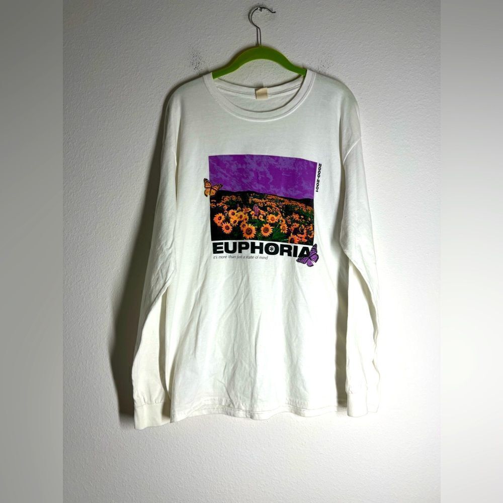 Urban Outfitters “Euphoria” White Band Tee Long Sleeve Graphic T-Shirt Mens Sz L - Picture 4 of 13